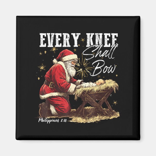 Imã Every Knee Shall Bow Santa Christmas Nativity Scen (Frente)
