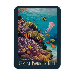 Ímã Excelente Barrier Reef Queensland Viagem Art Vinta