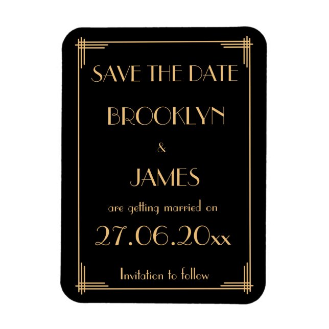 Ímã Excelente Gatsby Art Deco Casamento Salve O Magnet (Vertical)