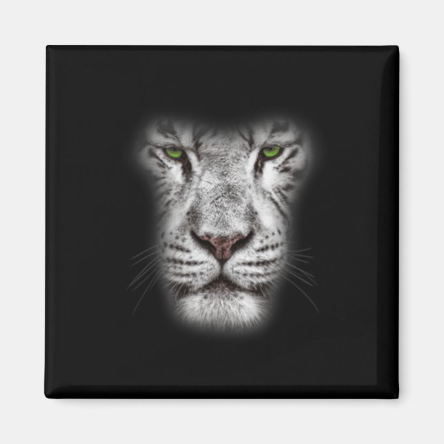 Imã Excelente Lion Face Com Olhos Verdes Escuros Arte  (Frente)