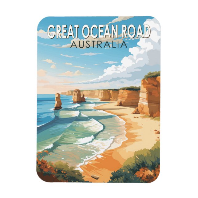 Ímã Excelente Ocean Road Austrália Viagem Art Vintage (Vertical)