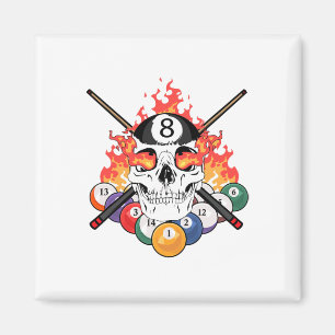 Imã Excelente Piscina Billiards Player Skull Billiard