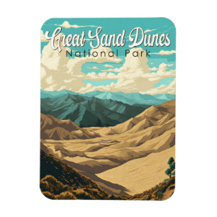 Ímã Excelente Sand Dunes National Park Illustration Re