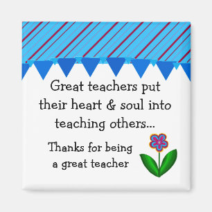 Imã Excelente Teacher Stripes e Dizer Floral