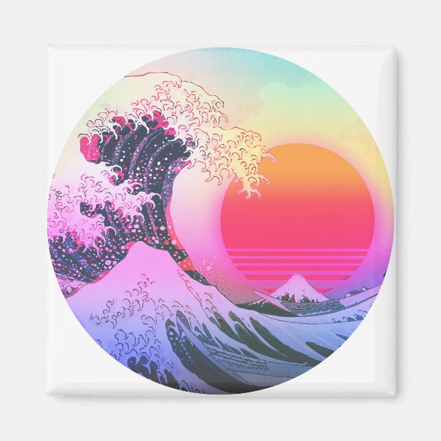 Imã Excelente Wave Kanagawa Vaporwave Aestética (Frente)