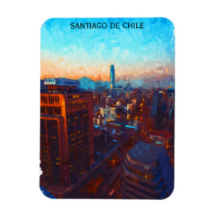 Ímã Exibição da Linha do Skyline Santiago do Chile