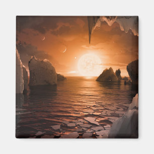 Imã Exoplanetário Trapist-1f Do Lado Noturno Icy.
