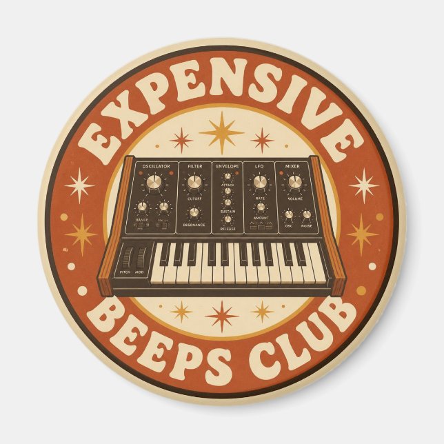 Imã Expensive Beeps Club – Lustiger Synth Nerd (Frente)