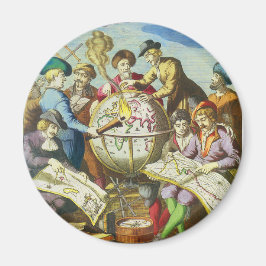 Imã Exploradores Vintage com Mapa do Globo Antigo, 154