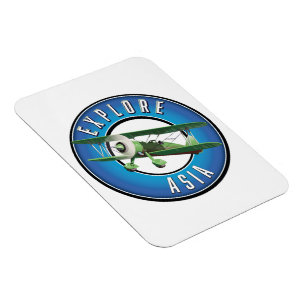 Ímã Explore o logotipo do estilo de vintage da Ásia