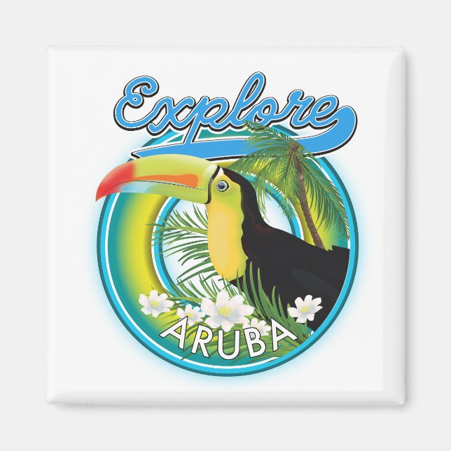 Imã Explore o logotipo do viagem Aruba (Frente)