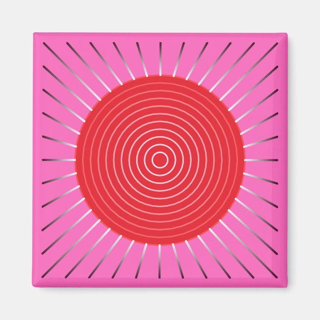 Imã Explosão Sunística Geométrica Moderna - Fuchsia e  (Frente)