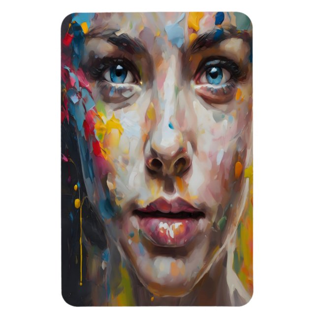 Ímã Expressão Vívida – Arte de Retrato Abstrato (Vertical)