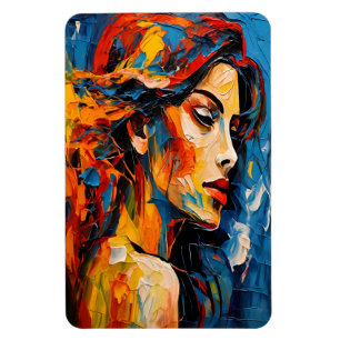 Ímã Expressionista Negrito Abstrato de Retrato Feminin