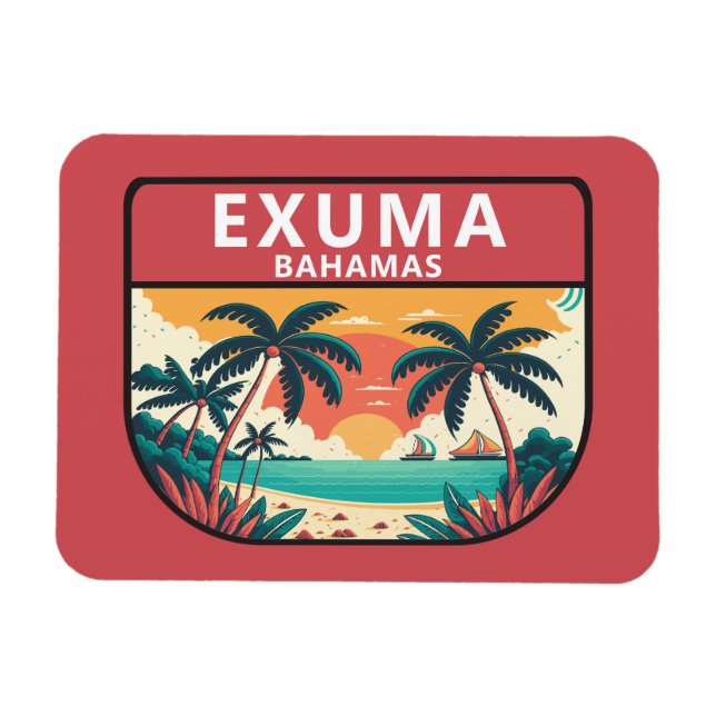 Ímã Exuma Bahamas Retro Emblem (Horizontal)