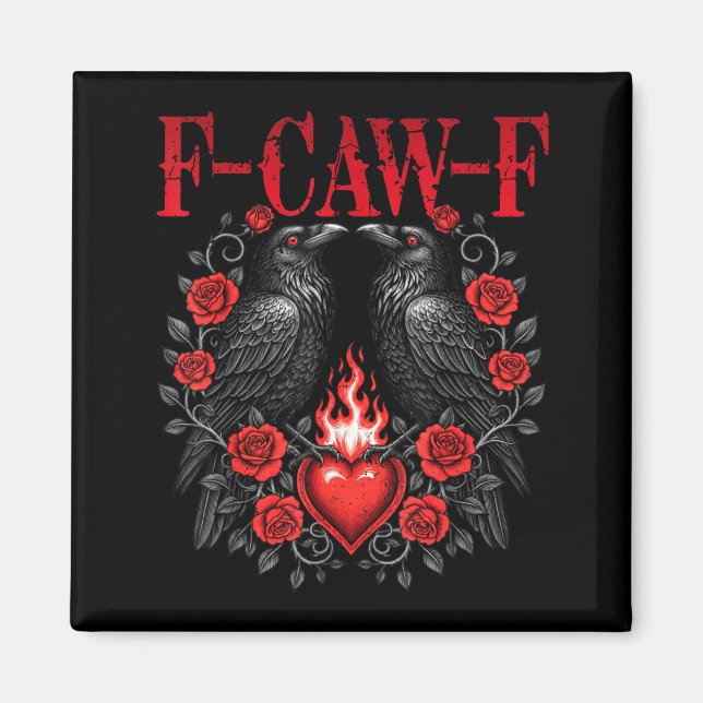 Imã F-caw-f Black Crow Black Bird Roses Heart Funny Va (Frente)
