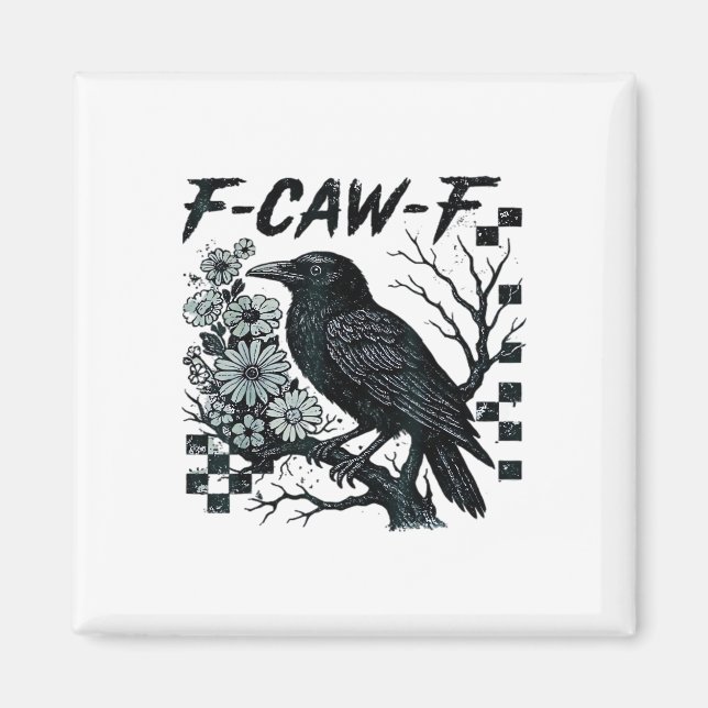 Imã F-Caw-F Corvo Pássaro Retro Clássico (Frente)
