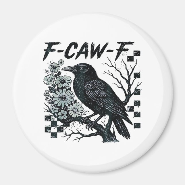 Imã F-Caw-F Corvo Pássaro Retro Clássico (Frente)