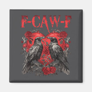 Imã F-caw-f Corvo Preto Pássaro Preto Rosas Coração Di