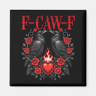Imã F-caw-f Corvo Preto Pássaro Preto Rosas Coração En