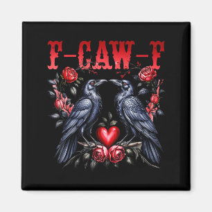 Imã F-caw-f Corvo Preto Pássaro Preto Rosas Coração En