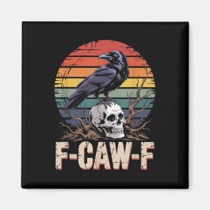 Imã F-caw-f Crow Raven Skull Gótica Vintage Sol Floral