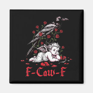 Imã F-caw-f Floral Engraçado Pássaro Preto Cupido Anti