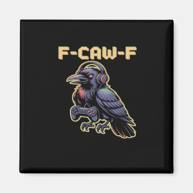 Imã F-Caw-F Gaming Raven With Headphones - Edgy Stream (Frente)