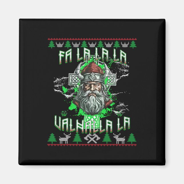 Imã Fa La 8 Valhalla Santa Hat Viking Skull Natal (Frente)
