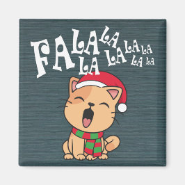 Imã Fa La La La La La Christmas Cat Singing Magnet