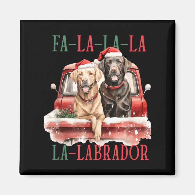 Imã Fa La La Labrador Funny Christmas  (Frente)