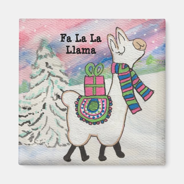 Imã Fa La Llama Feliz Natal Engraçado (Frente)
