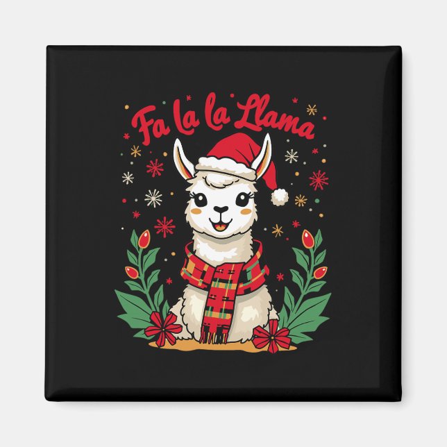 Imã Fa La Llama Funny Llama Christmas Alpaca Animal (Frente)