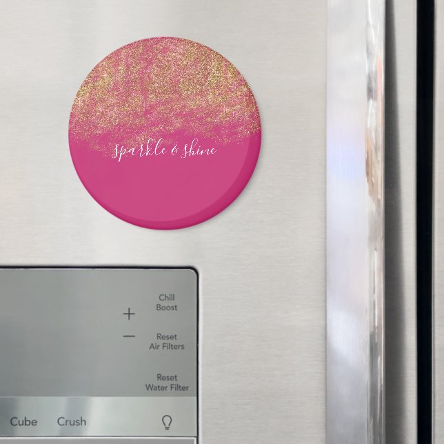 Imã Faaux Glitter Girly Pink Sparkle Dourado (In Situ (Fridge))