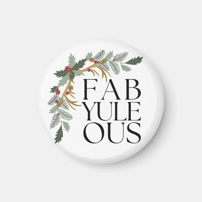 Imã Fab-Yule-Ous Natal Moderno Verde, Vermelho e Doura (Frente)