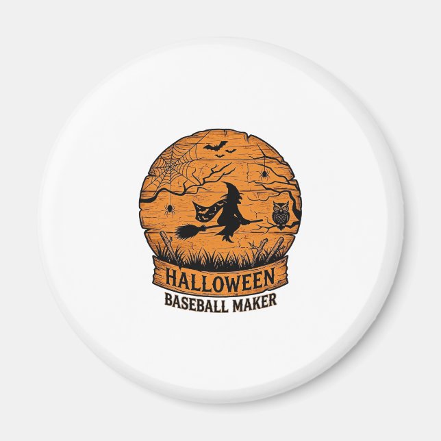 Imã Fabricante de Basebol de Halloween Bruxa Voadora L (Frente)
