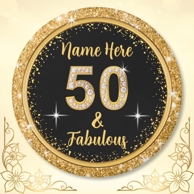 Imã Fabuloso personalizado barato e 50 favoritos de Fe (Elegant 50th birthday favors. Personalised, 50th birthday favours. 50th birthday favors for a woman.)