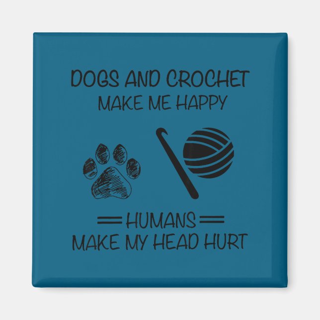 Imã Faça-me Cães Humanos Felizes Crochê Cabeça Faça Do (Frente)