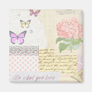 Imã Faça o que você ama - Colagem Girly Pink & Cream
