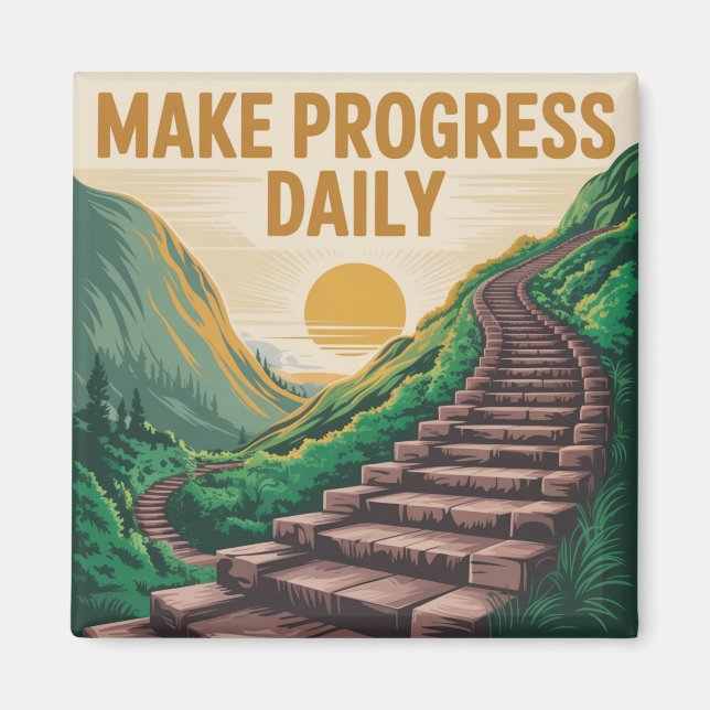 Imã Faça Progresso Diariamente (Frente)