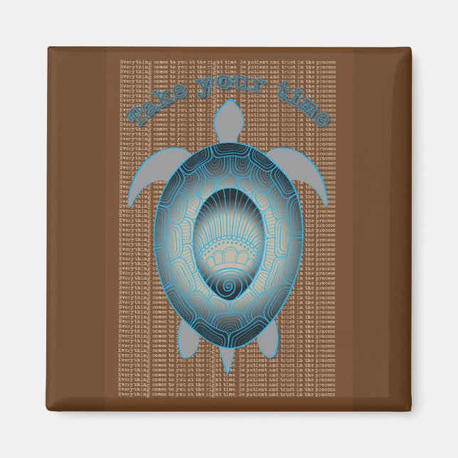 Imã Faça sua citação motivadora da tartaruga do tempo (Frente)