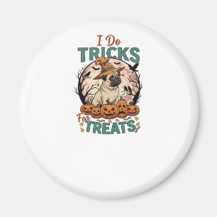 Imã Faça Truques Guloseimas Halloween Pug Bruxa Chapéu