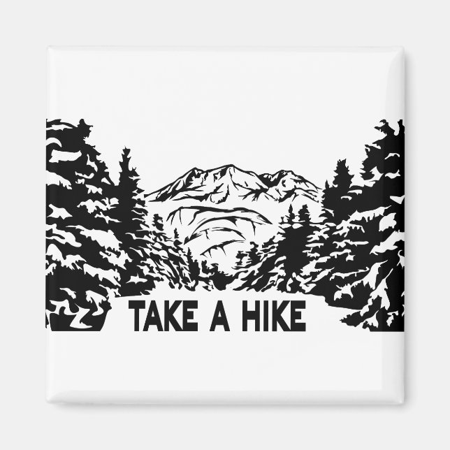 Imã Faça uma citação de Hike, paisagem monocromática d (Frente)