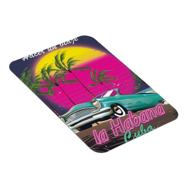 Ímã Faça uma viagem a Cuba pôster reto 1985 (Lado Direito)