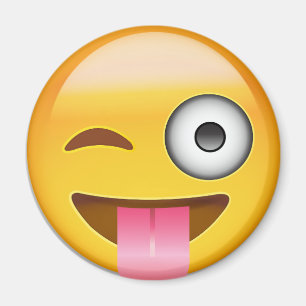 Imã Face Com A Língua Enfiada E Olhos Emoji Piscados