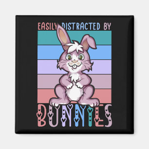 Imã Facilmente distraído por Bunnies Cute Bunny Lover