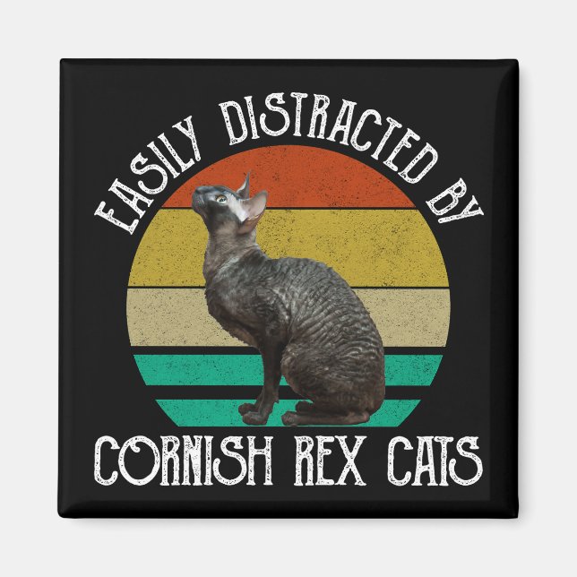 Imã Facilmente Distraído Por Gatos Cornish Rex (Frente)