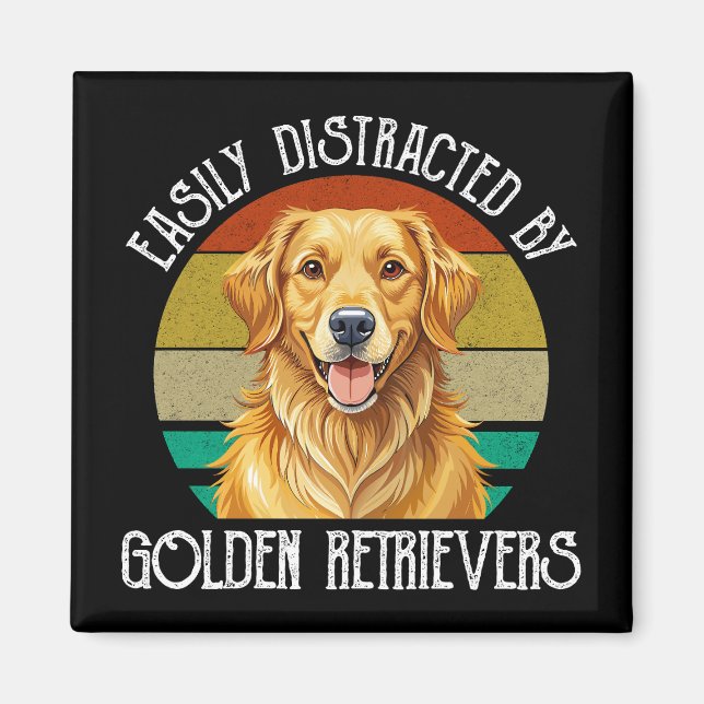 Imã Facilmente Distraído Por Golden Retrievers (Frente)