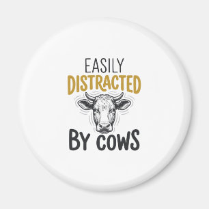 Imã Facilmente Distraído Por Vacas Camisa Engraçada Pa