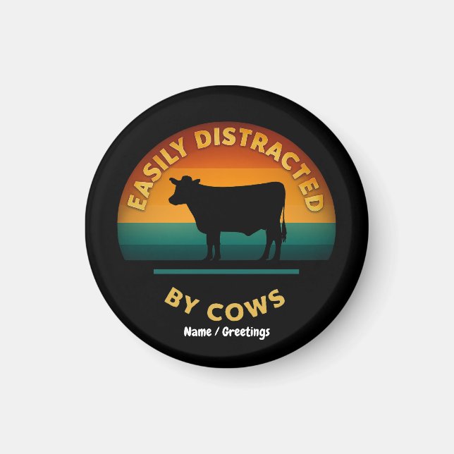 Imã Facilmente Distraído Por Vacas Engraçadas Com Pres (Frente)
